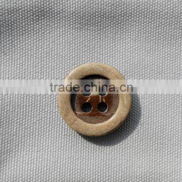 20L(12.7MM) 4 Holes Natural Brown Coconut Shell Button with White Rim