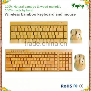 Latest Computer Bamboo Wooden PC Wireless Keyboard and Mouse - Compact Version