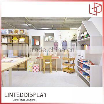 Plywood made baby center toys display showcase design