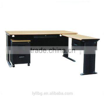 Hot Selling L Shape Steel Office Desk with Wooden Top