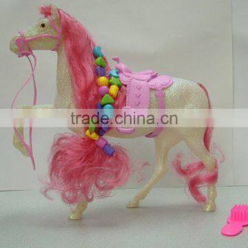 Plastic Toy Flocked Horse