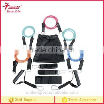 Fitness premium resistance bands set with 5 heavy duty bands, door anchor, 2 ankle straps