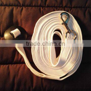 Cotton horse lead rope horse lunging horse lead rope equestrian horse lead rope horse lead rope with rubber end 1"*8m,white
