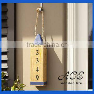 Rustic Look Wooden Buoy Address Plaque Solid Wooden Address Block Hanging Block Unique Door Stop