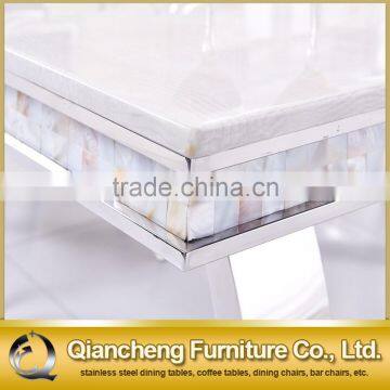 Metal Cultured Marble Dining Table Marble Living Room Furniture