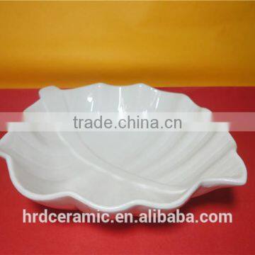 High Quality Star Hotel White Ceramic Large Sized Leaf Shaped Fruit Dish
