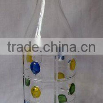 hand painted clear 16oz glass juice bottle