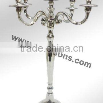 Wedding Silver Candelabra 5 Arm Candelabra / Aluminium Candelabra for Decoration 90 Cms photo-5