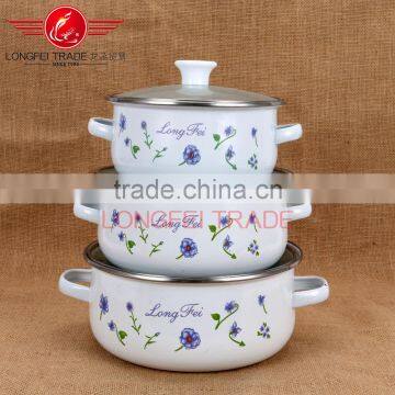 cheaper hot sale 3pcs enamel cast iron cookware wholesale