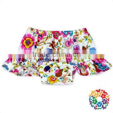 2017 Latest Design Bloomers Floral Print Cotton Shorts 0-2 Years Old Girls Baby Underwear Ruffle Diaper Bloomers