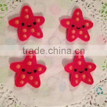 Hot sell Adorable Fushia Pink Embroidered Felt Star Fish Applique made in China