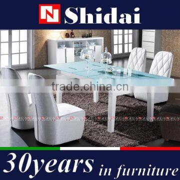 Contemporary White Frosted Glass Extendable Dining Room Set A-32 photo-1
