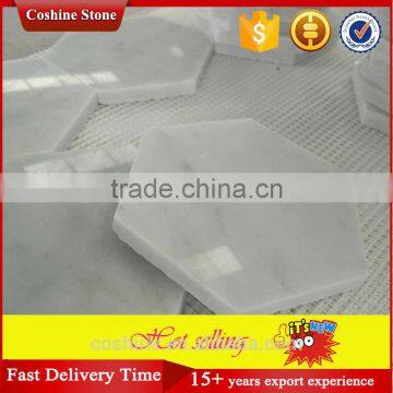 Polished White Carrara Marble Coasters Hexagon Tiles photo-5