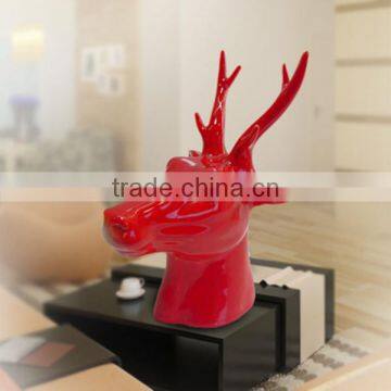 Ceramic Red Deer Head For Home Decor