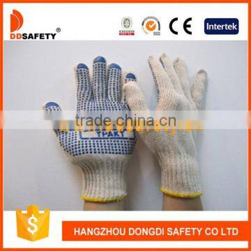 DDSAFETY 2017 High Quality Blue Pvc Dotted Cotton Safety Gloves Manufacturer