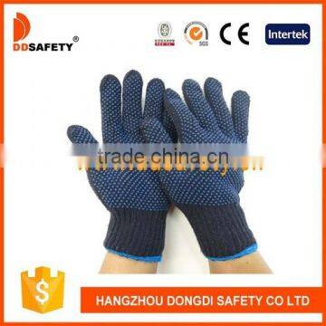 DDSAFETY 2017 Cotton Seamless Knitting PVC Dots Coated With CE Industrial Glove