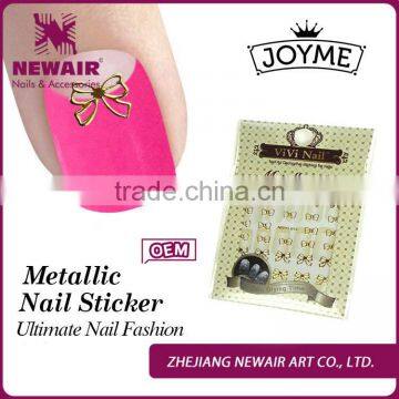 2016 new factory sweet girl nail art 3d metal nail sticker