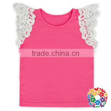 New Fashion Girls Pink Tank Tops Baby Girl White Lace Trim Cotton Clothes Latest Tops For Girls