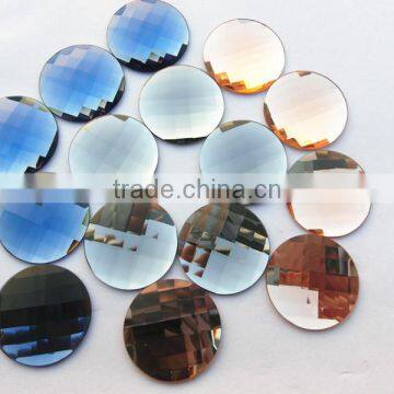 crystal color Flat back round glass crystal sew on stone for clothes decoration