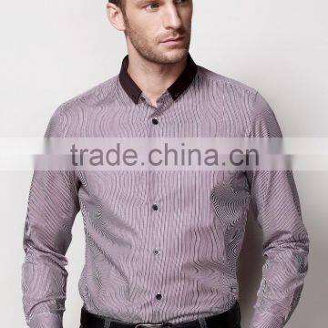 new design contrast fabric made to measure cotton slim men shirt BSZ0079