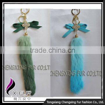 CX-R-40B Best Selling Wholesale Key Chain Dip Dyeing Rabbit Fur Keychain Ring photo-2