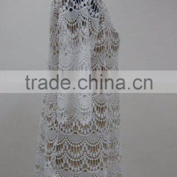 Garment Manufacturer Ladies Long Sleeve Crochet Lace Beach Cover Kaftan photo-2