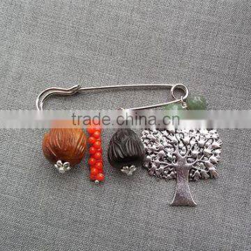 diy metal tree charms brooch pins handmade small charms metal safety pins for her