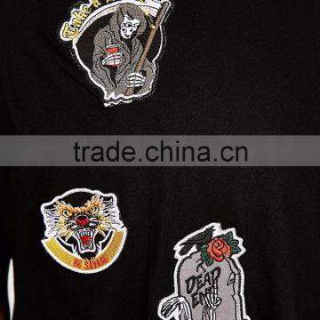 MGOO Newest Arrival Beautiful Embroidered T-shirt Custom Handmade Animal Pattern Tees Mens Black Cotton Tshirts photo-6