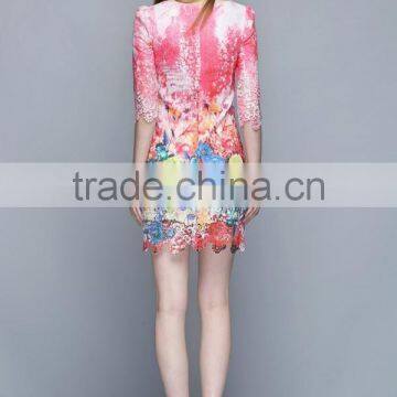 MGOO New Fashion Wholesale Cheap Price Fashion Lace Women Dress Brand Design Autumn Tie-dye Flower Lace Dress China photo-2