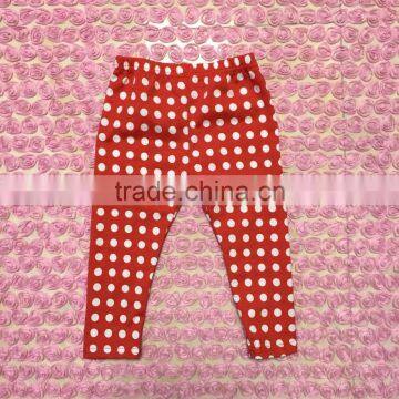 Hot Sale New Design Fashion Girls Cotton Red White Dots Straight Leg No Ruffle Leggings