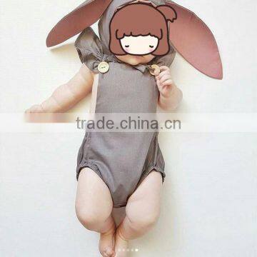 Wholesale Little Girls Clothes Newborn Baby Boutique Solid Cotton Romper For Kids photo-3