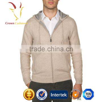 High Quality Men Cashmere Zip Hooded Sweater