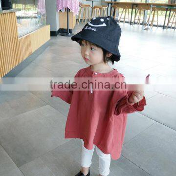1-6 Years Wholesale 2017 Autumn Cotton Full Sleeves Irregular Girls Blouses (pick Size Color) photo-3
