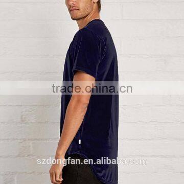 New Design Men Fashion Blouse Lightweight Round Neck Velvet Fabric Tee Shirt Blank T Shirt photo-3