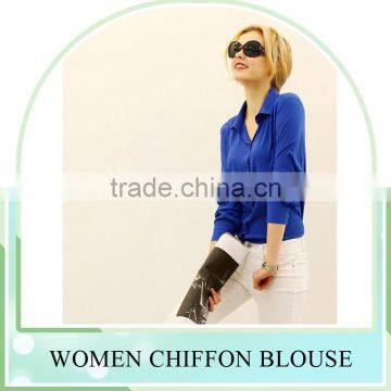 Factory Sale! Long Sleeve Chiffon Shirt Design for Women Blouse photo-5
