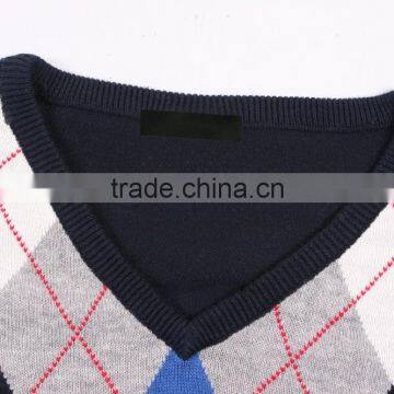 2015 New Fashion Design Navy Blue V Neck Sweater photo-2