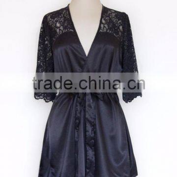 Half Lace Satin Robe , Wedding Gift, Kimono Robe, Bridesmaid, Bride, Anniversary, Birthday,