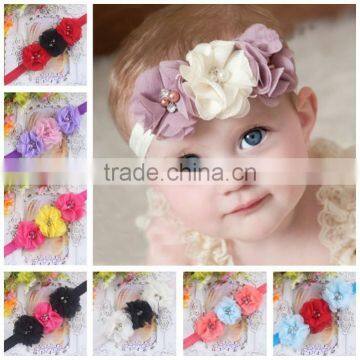 Hot Fashion Baby Girls Headband Chiffon Flower Headband Baby Girls Elastic Band With Flowers Headband Girls Hair Accessries