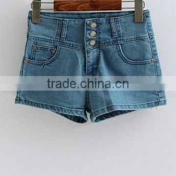 EY0613P Europe Style 2017 Ladies High Waist Washed Denim Shorts