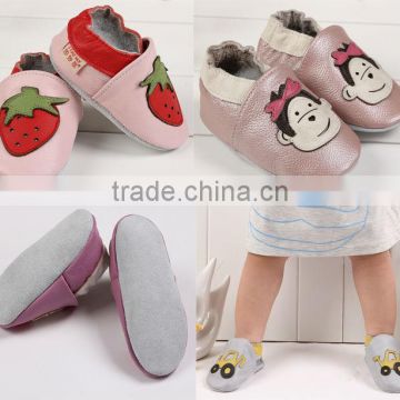 Hot selling lovely Blue leather baby shoes with Animal Designs