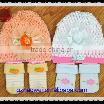 3D Flower Crochet Baby Hat+socks Sets for Baby Gift photo-2