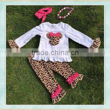 Baby dubai clothes factory direct sale cute mouse embroidery fall outfit export USA