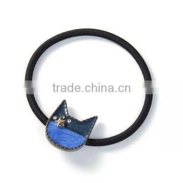 Zinc Based Alloy Enamel Hair Ties Cat Animal Blue Galaxy Universe Pattern Elastic Band