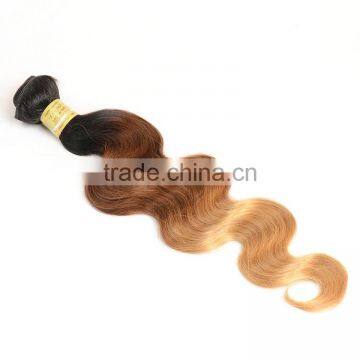 Blonde Indian Human Hair Weaves Wavy 1B/4/27# Body Wave Indian Ombre Hair Extension photo-4