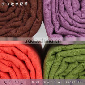 Cheap Hot Sale Gaoyang China Wholesale Yarn Dyed 100%cotton Gauze Bedroom Towel Blanket 200*230cm photo-4