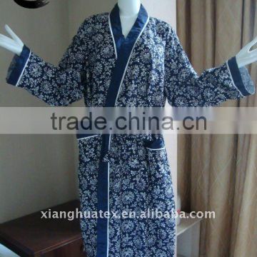 100% cotton Printed Blue kimono bathrobe