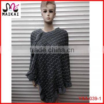 Women's fashion animal print knitted pattern poncho