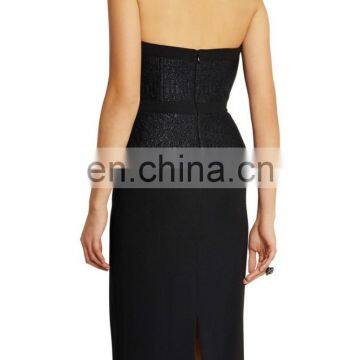 Wholesale Women Sexy Dress Strapless Peplum Midi Dress Woven and Crepe Black Peplum Dress photo-4