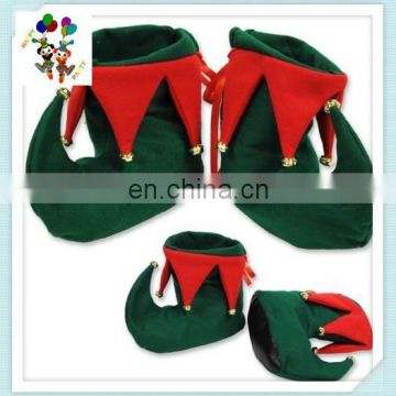 Non Woven Felt Cheap Jingle Bells Elf Christmas Party Shoes HPC-1049