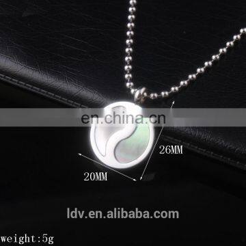 Latest design double color drops round shaped stainless steel pendant necklace China Tai Ji jewelry